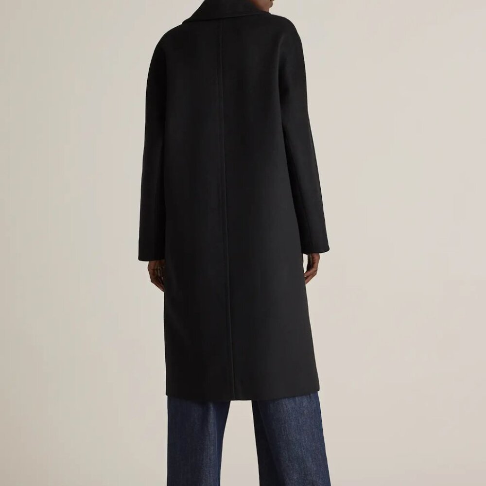 Quince Italian Wool Double-Breasted Slouch Coat Black Size small NWOT - Picture 2 of 8